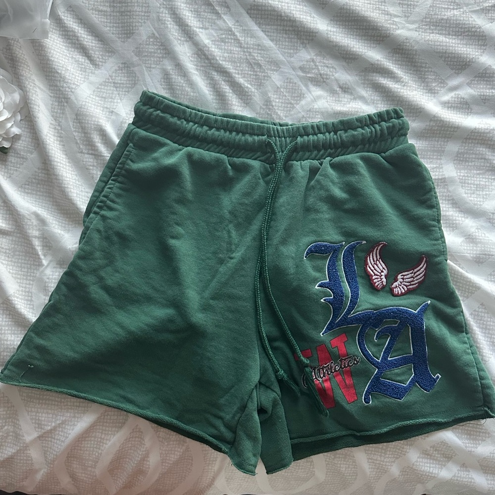 green lounge shorts